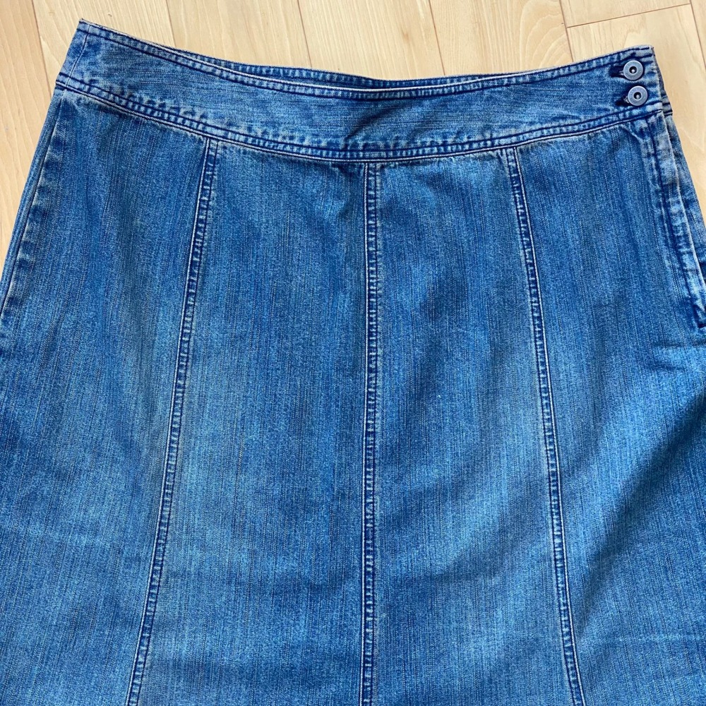 VTG Liz Claiborne Cottagecore Denim Paneled Maxi Skirt Western Prairie Cotton - Picture 6 of 10